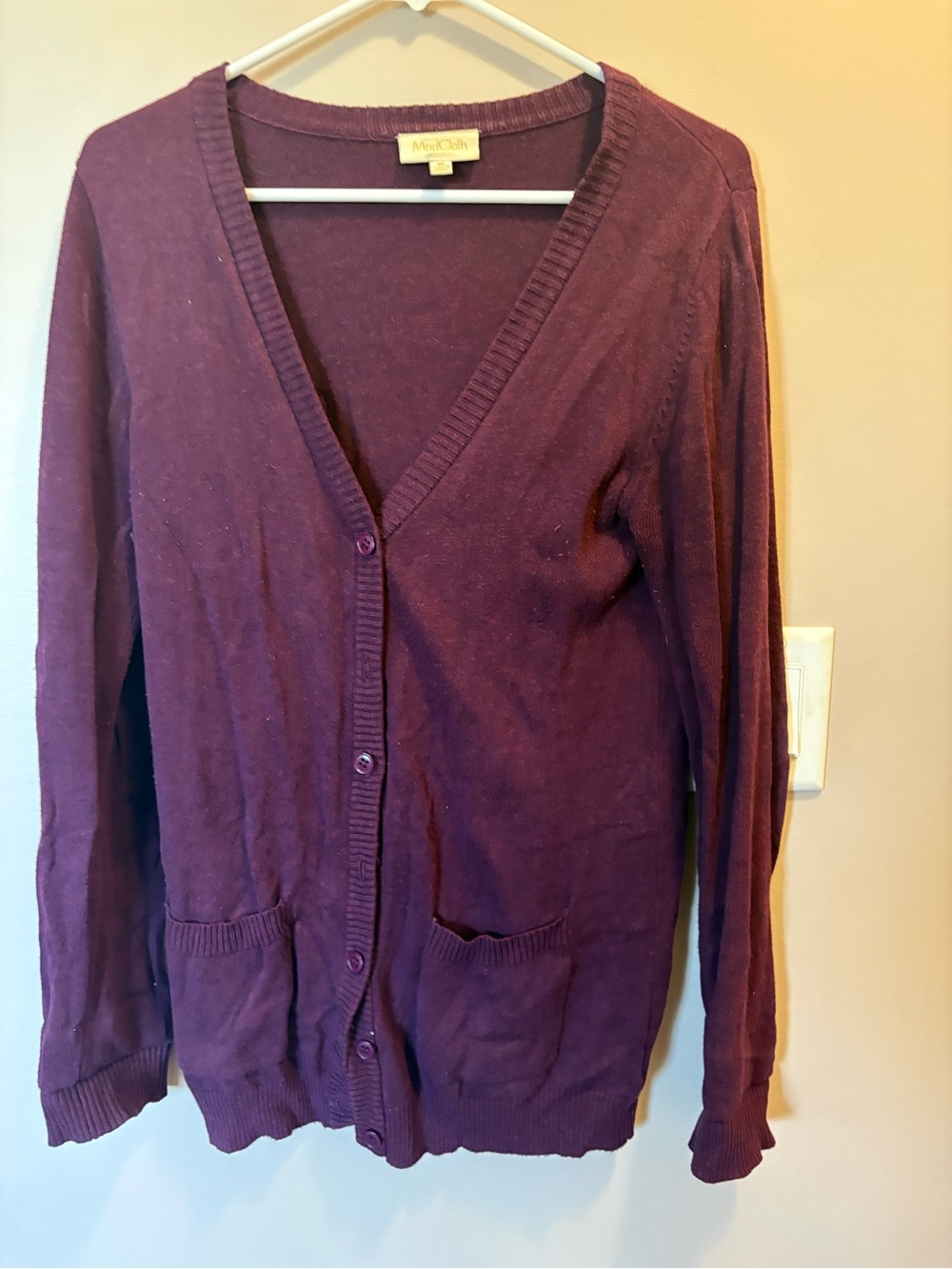 ModCloth Plum Button-Up V-Neck Cardigan